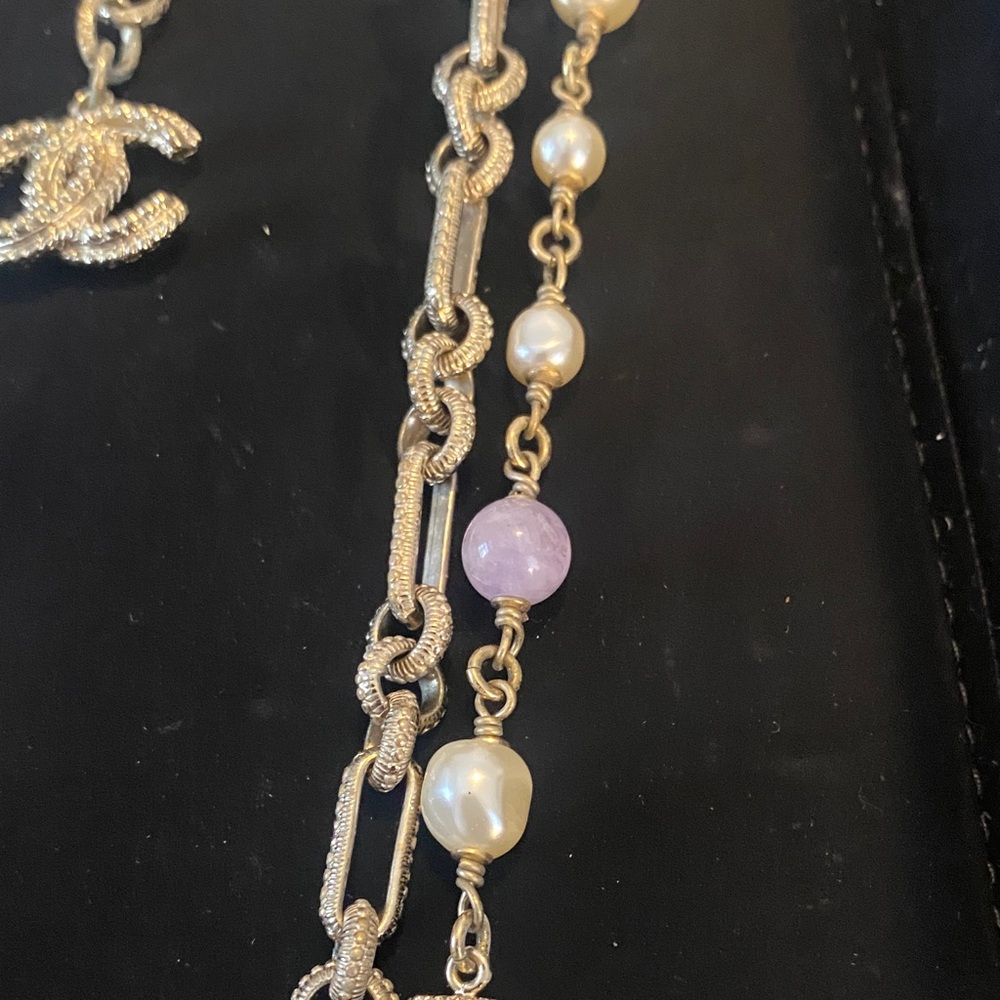 CHANEL Gold and Purple Cross Pendant Necklace - Picture 8 of 12